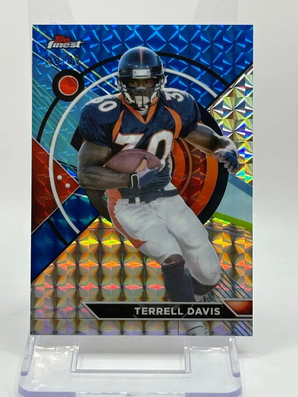 2023 Topps Finest Terrell Davis Blue Geometric Refractor 93/99 SP Denver Broncos